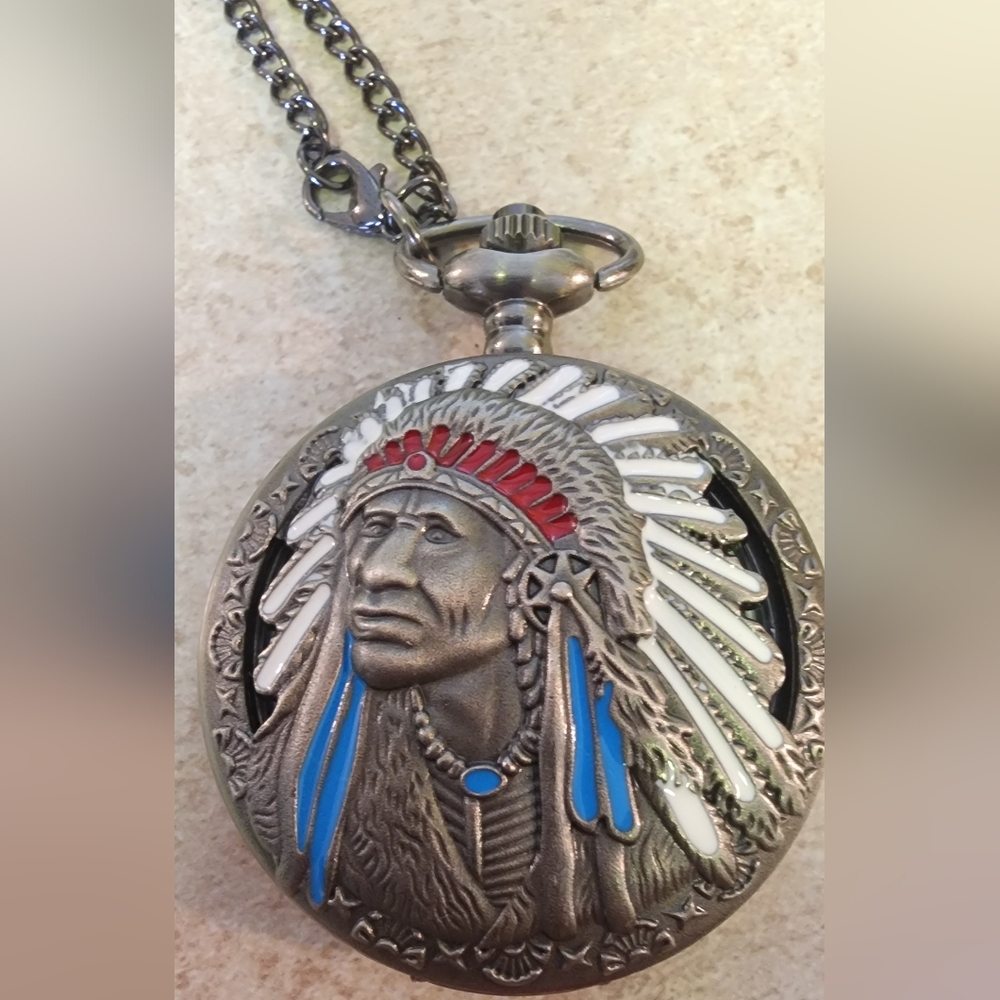 COPY - New beautiful Native American quartz pocket watch.  Choose color